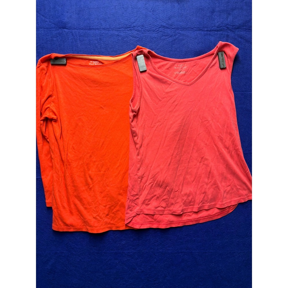 Classic‎ Womens Talbots Pima Cotton Tops Lot S Petite Orange Coral Red 2pc